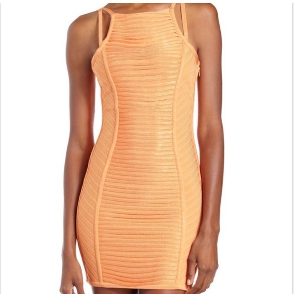 Stretta Rosie Bandage-Seam Dress, Marigold